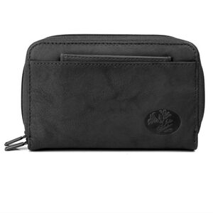 Julia Buxton Heiress Double Zip Black Leather Organizer Wallet Cards Id License